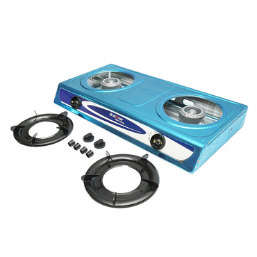 Gas stove, stainless steel with 2 cast iron burners 2.5KW, automatic ignition 715x380x94mm Breckner Germany