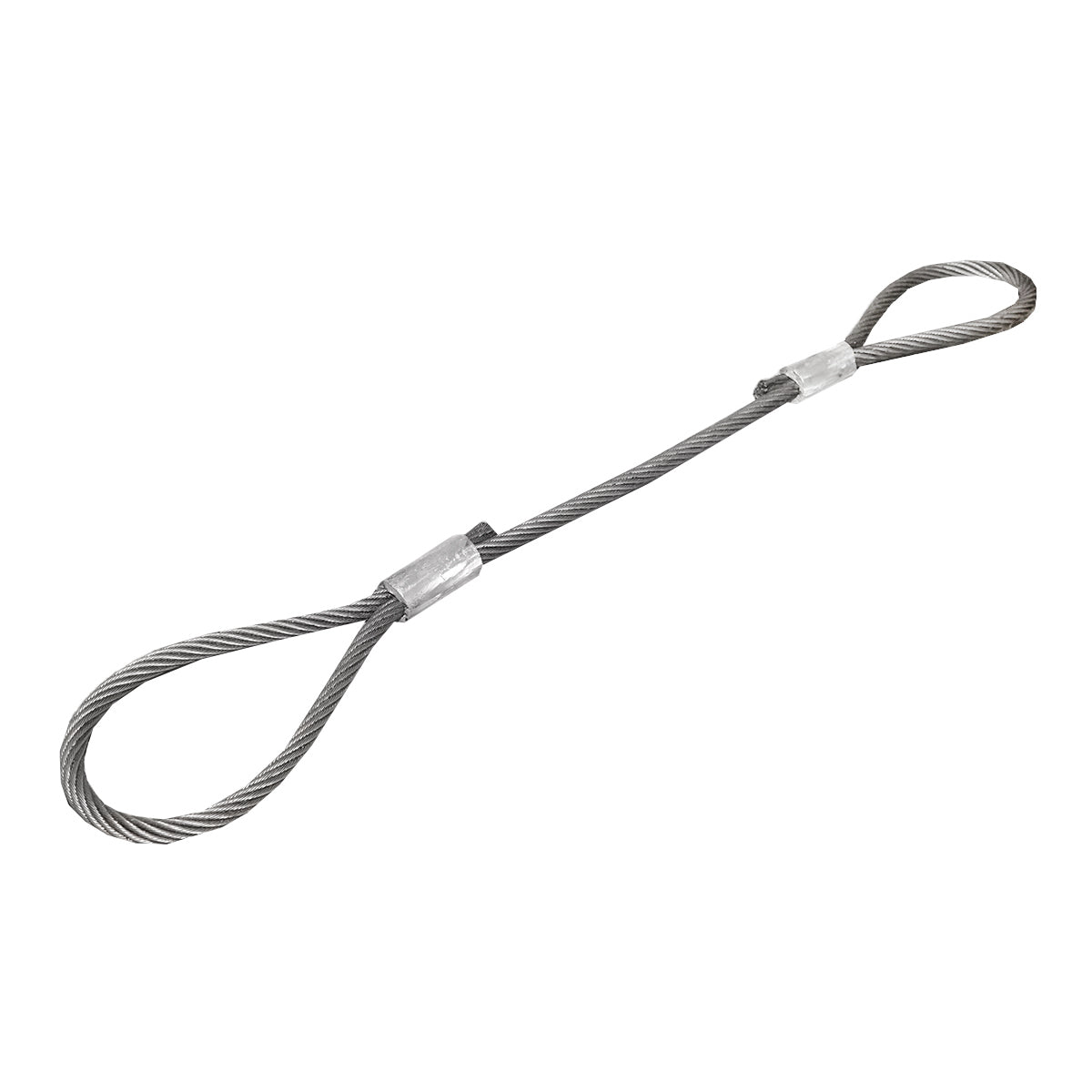 Steel cable/winch rope with a thickness of 16mm and a length of 1m with rings for towing or lifting