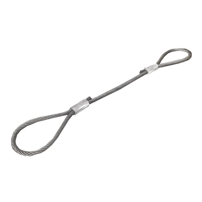 Steel cable/winch rope with a thickness of 16mm and a length of 1m with rings for towing or lifting