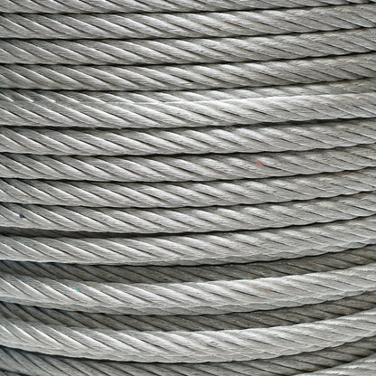 Galvanized steel cable with a diameter of 10mm, 6x37 wires, maximum load 5220Kg, weight 34.6Kg, 100m/roll