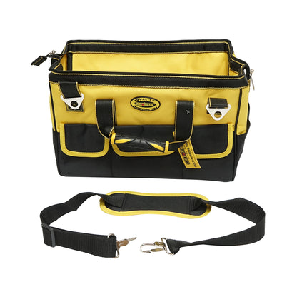 Tool bag with 14 pockets, textile material, shoulder strap, rubber handles 410x240x300mm Crownman