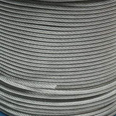 Galvanized steel cable with PVC coating, diameter 4mm, strands 6x7+FC, maximum load 539Kg, weight 8.08Kg, 200m/roll