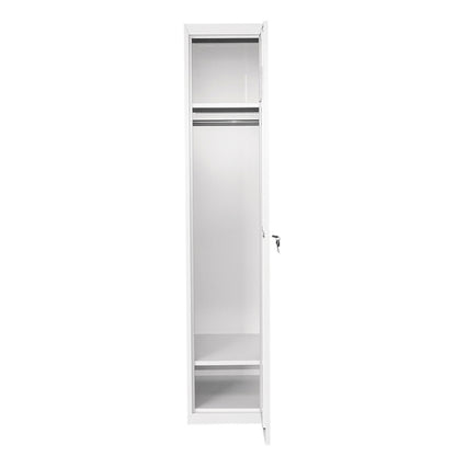 Double metal locker cupboard 1800x450x380mm with secure door, 2 shelves, bar, mirror and ventilation, gray Breckner Germany