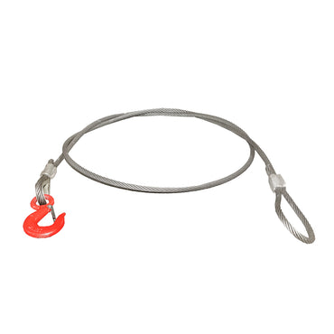 Steel winch cable/rope with a thickness of 12mm and a length of 3m, hook and ring for towing or lifting