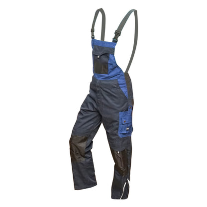 Work pants with bib, polyester and cotton overalls, navy blue, L Breckner Germany