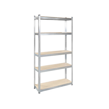 Metal shelf with 5 MDF shelves, 180x100x35cm, 250kg/shelf, assembly without screws, galvanized