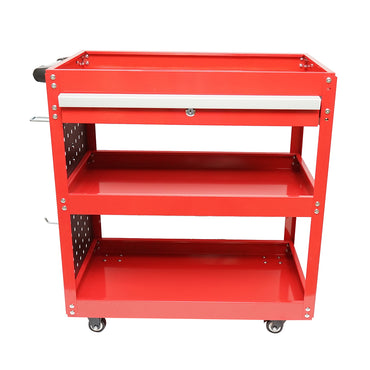 Metal trolley on wheels with 3 shelves, supports, and drawer for tools 660x360x730mm