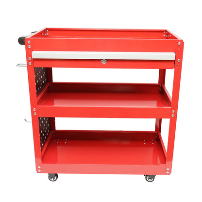Metal trolley on wheels with 3 shelves, supports, and drawer for tools 660x360x730mm