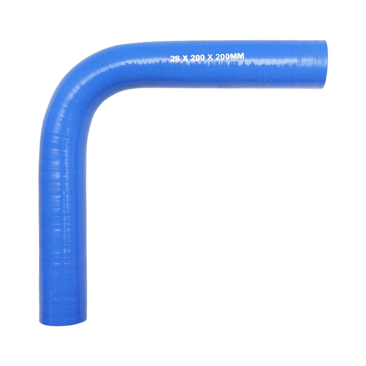 Twisted silicone hose 90 degrees with textile insert 28x200x200mm