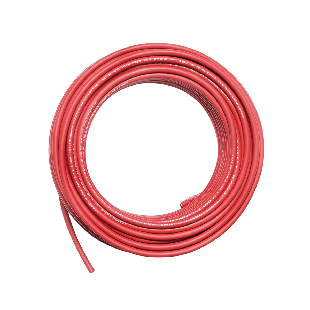 Solar panel cable roll 6mmx20m red 1.5KV, H1Z2Z2-K Leader