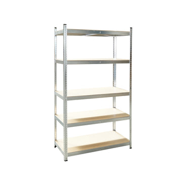Metal shelf with 5 MDF shelves, 180x100x50cm, 250kg/shelf, no screw assembly, galvanized