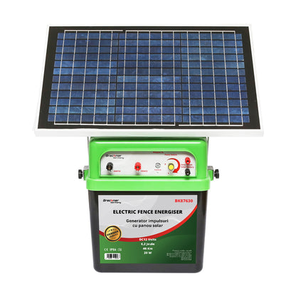 12V impulse generator 6.2 Joules 40km with 20W solar panel electric fence Breckner Germany