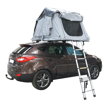 Waterproof car tent for 2 people, attachment to the roof with a platform and ladder