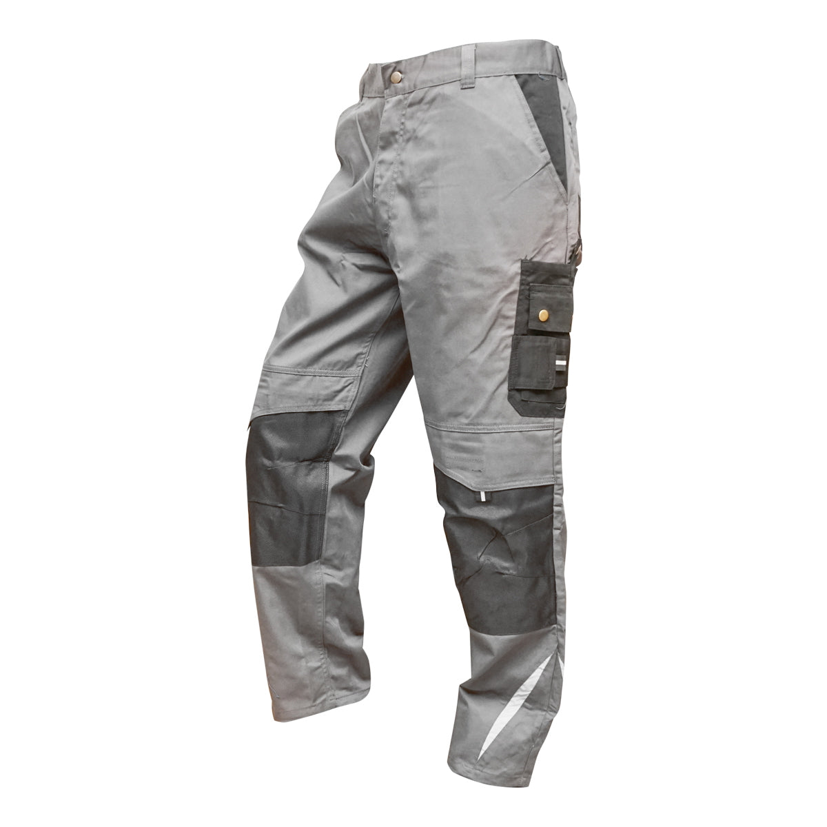 Work pants, polyester with cotton, gray with black, L Breckner Germany