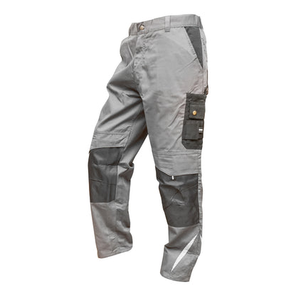 Work pants, polyester with cotton, gray with black, L Breckner Germany