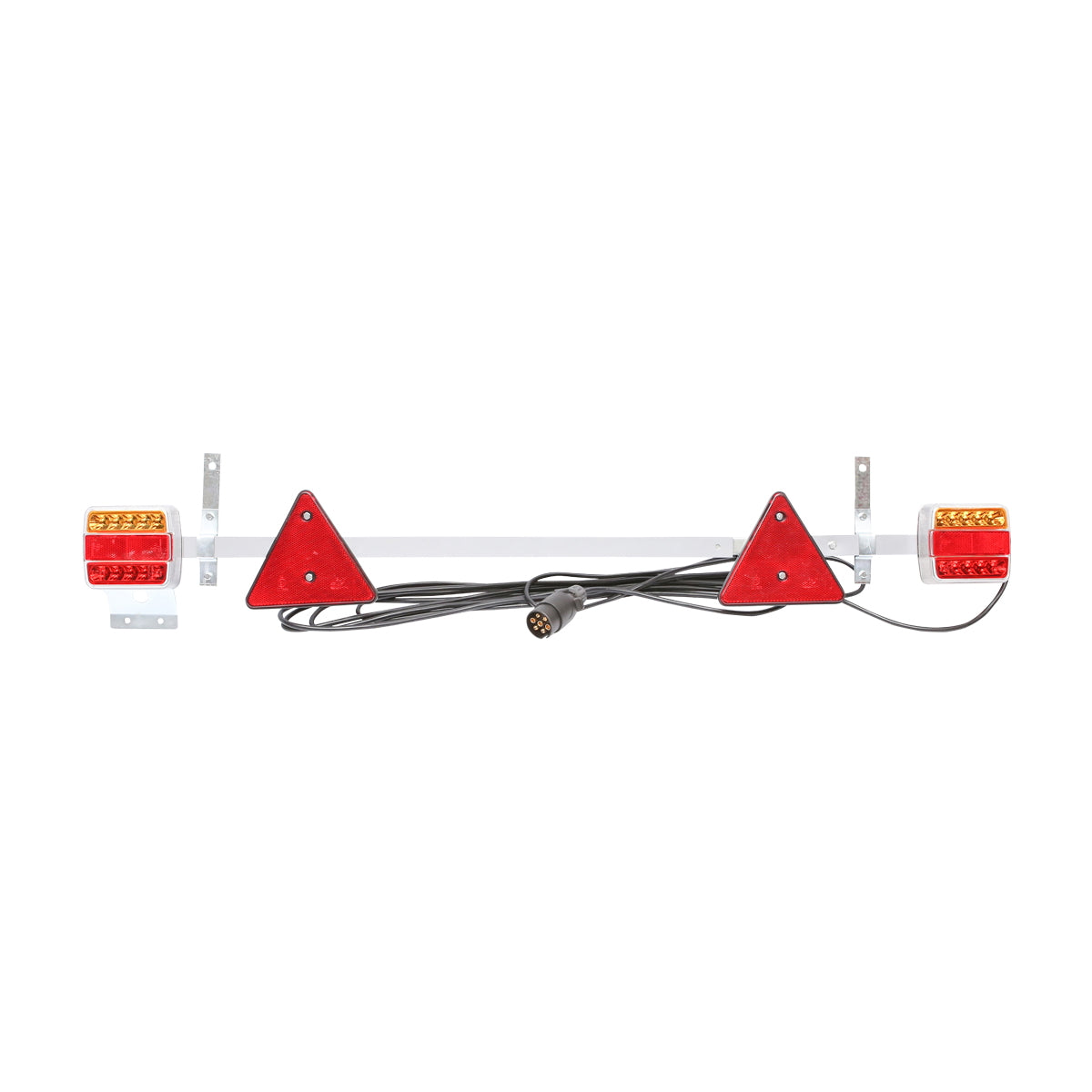 Adjustable trailer bar 1000-1600mm 2x LED lamp, 2x reflective triangle, 6m cable and 7-pin socket 12/24V