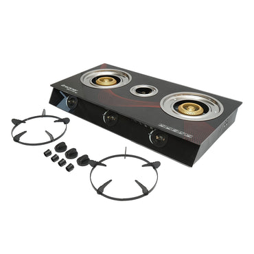 Gas stove, 3-burner cast iron 2.5KW, tempered glass 700x380x94mm Breckner Germany