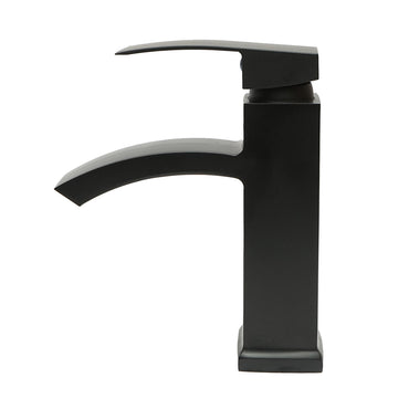 Cascade type sink faucet, single handle, matte black finish, zinc alloy material, accessories included