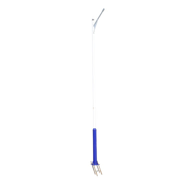 5m illuminated pole made of steel with horizontal arm and concrete mounting flange.