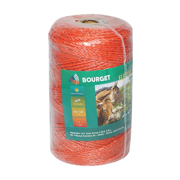 Orange wire reel with a diameter of 2mm, 3x0.16mm SS, 250m electric fence, resistance 11 Ohm Bourget.
