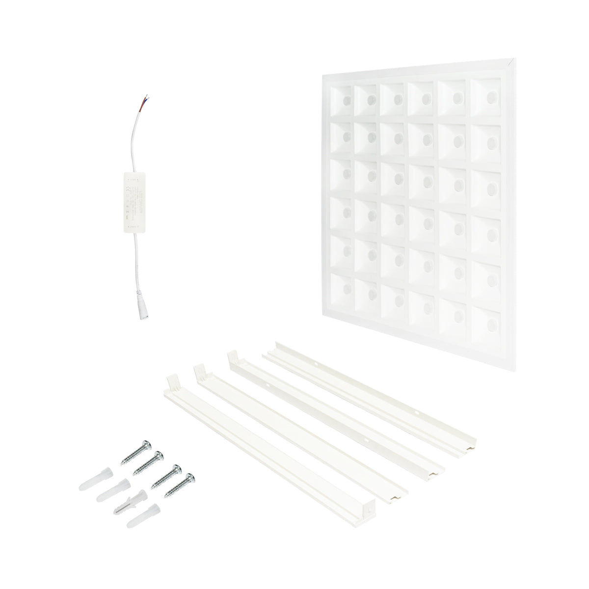 Slim LED panel 48W, 220V, IP20, 600x600x43mm applied or for suspended ceiling with included driver Breckner Germany