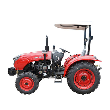 35 HP 4x4 tractor, red with a semi-cab, series 354