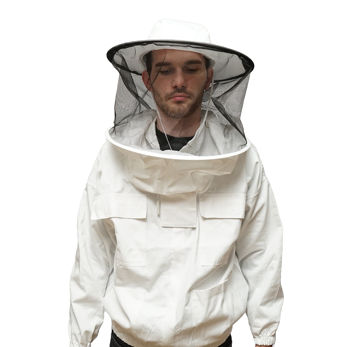 White beekeeping shirt with protective mask size L