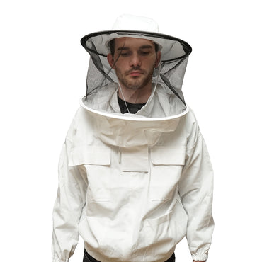 White beekeeping shirt with protective mask size L