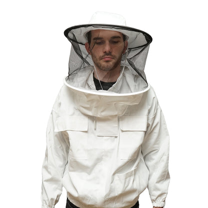 White beekeeping shirt with protective mask size L