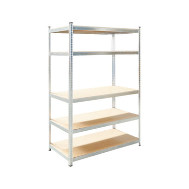 Metal shelf with 5 MDF shelves, 180x120x60cm, 175kg/shelf, assembly without screws, galvanized