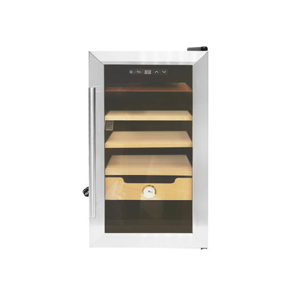 Cigar humidor with 4 wooden shelves and adjustable thermostat 50L, 65W 220V