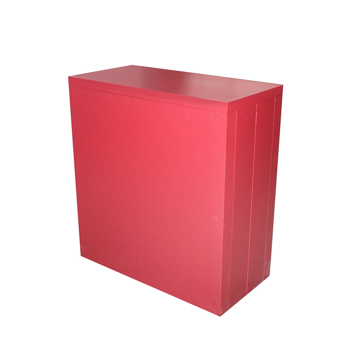Red metal cabinet with one shelf and 2 secured doors 750x750x350mm