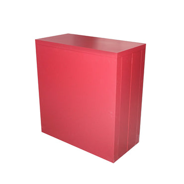 Red metal cabinet with one shelf and 2 secured doors 750x750x350mm