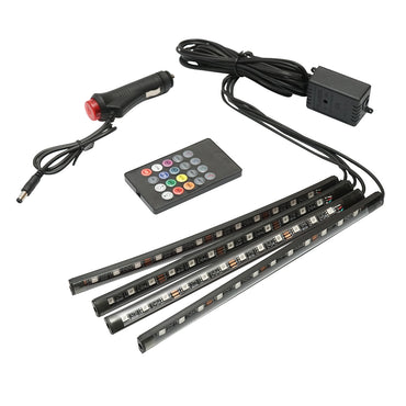 12V car ambient LED light strip with remote control, music control 4x267mm RGB Breckner Germany