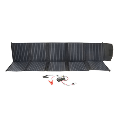 200W solar panel with voltage regulator 12/24V, 20A, 10 segments (370x370x70mm) portable suitcase type Breckner Germany