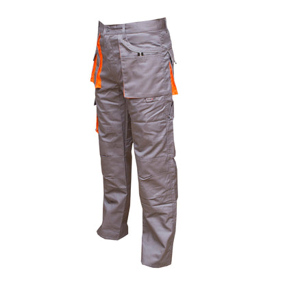 Polyester cotton work trousers 235g/m2, gray with orange size 50 Breckner Germany