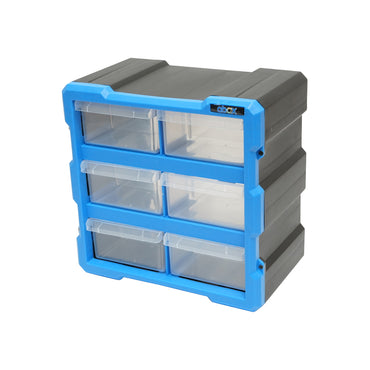 Modular blue plastic storage box, 6 drawers 267x157x262mm Breckner Germany