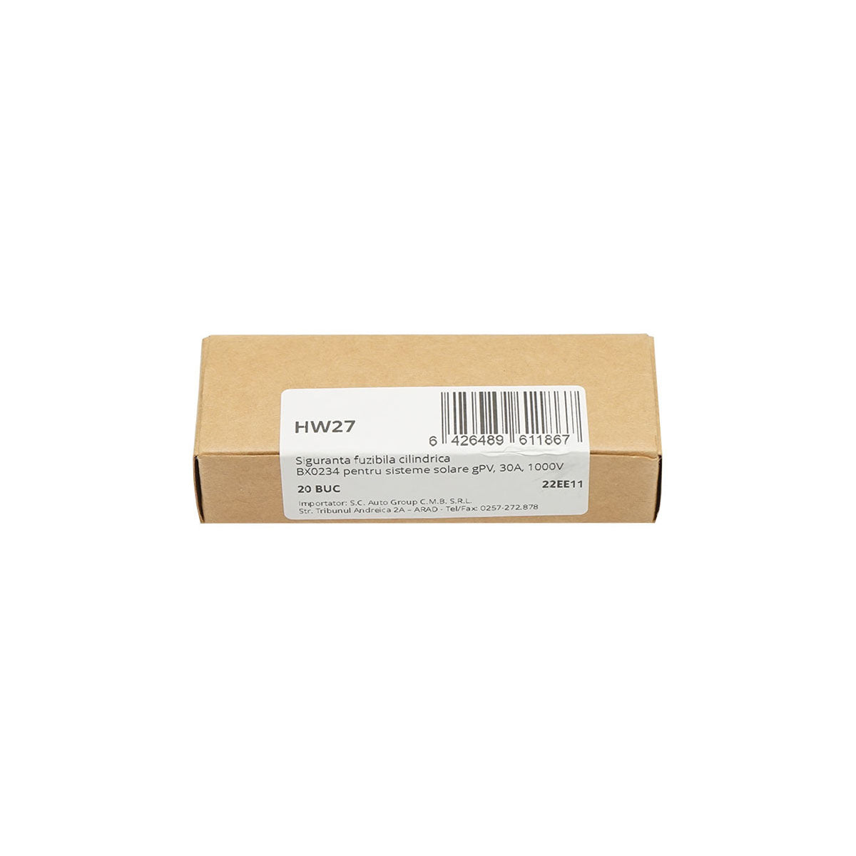 Cylindrical fusible safety BX0234 for gPV solar systems, 30A, 1000V Leader