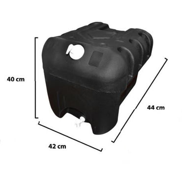 50L water tank with faucet and 250ml soap dispenser. black plastic 420x440x400 mm