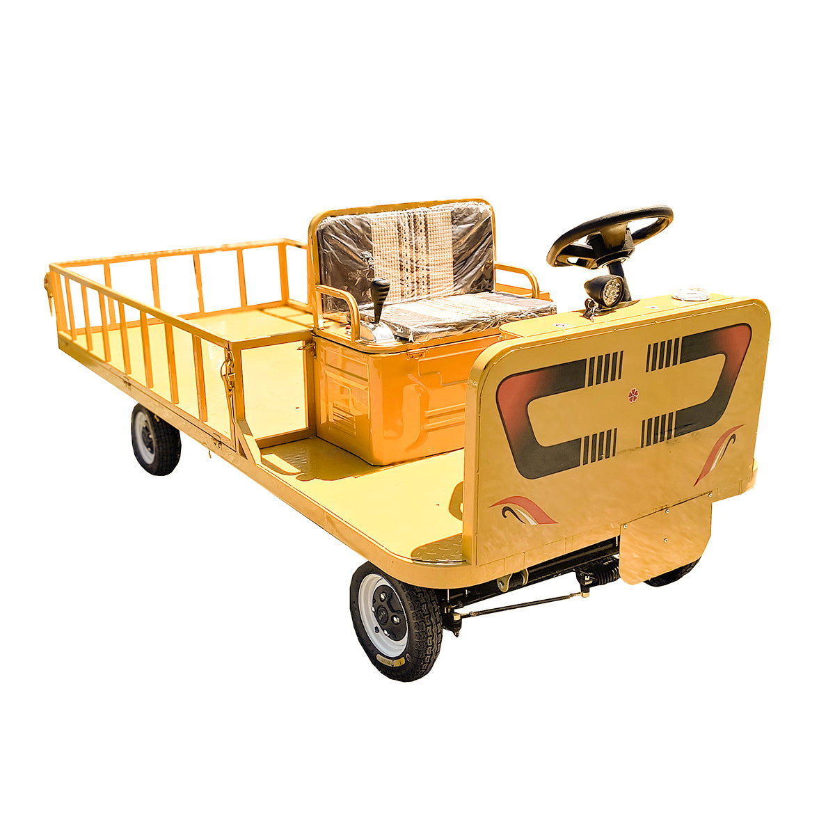 Electric platform trolley with bench and shutters for cargo transport 1200W, 60V, 2.5x1.25m maximum load 1000Kg THOR