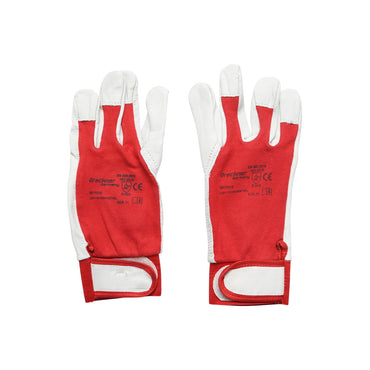 White-red goat leather work gloves size 11
