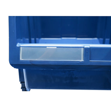 Transparent support label for plastic storage box