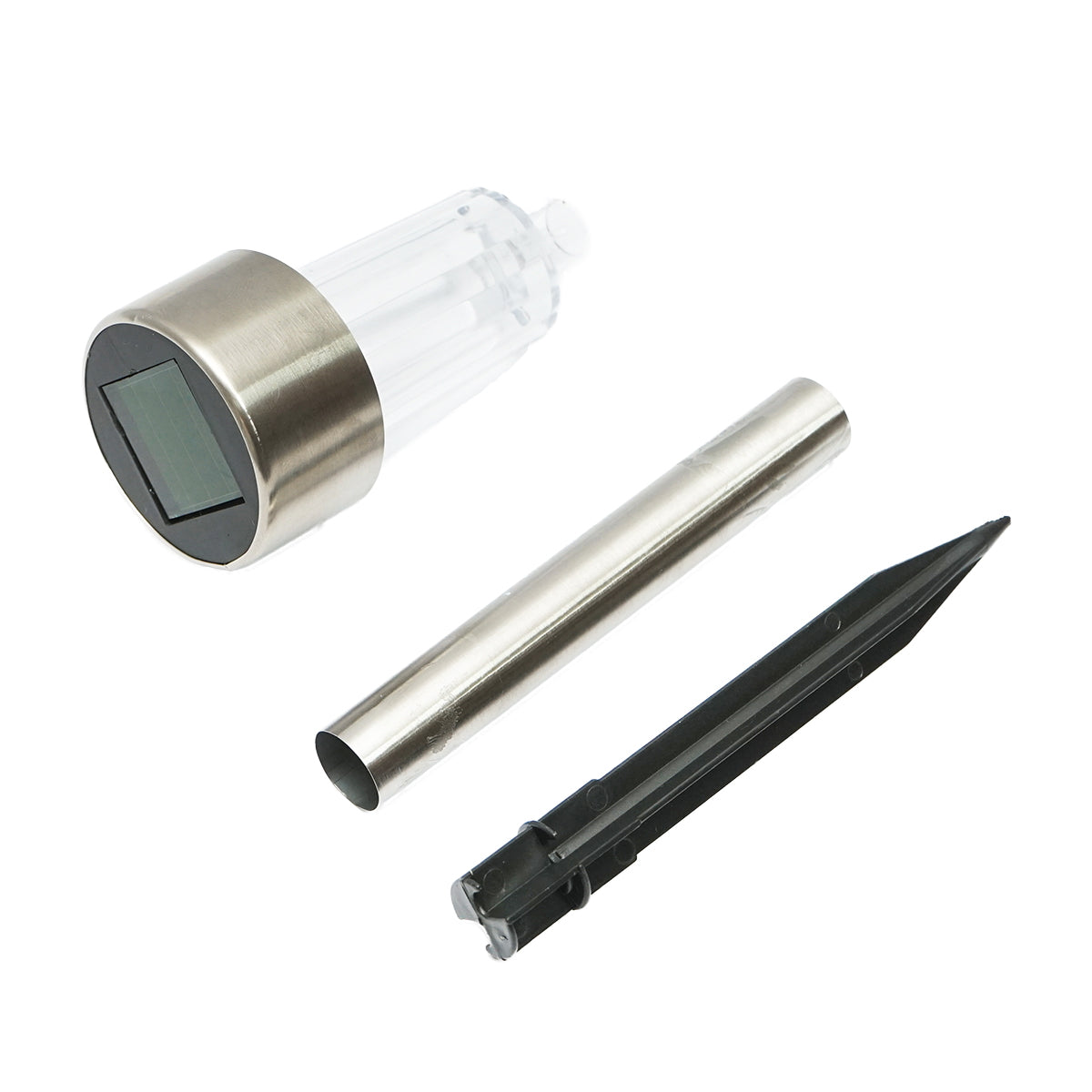 Stainless steel LED solar lamp, 6500K, height 30cm