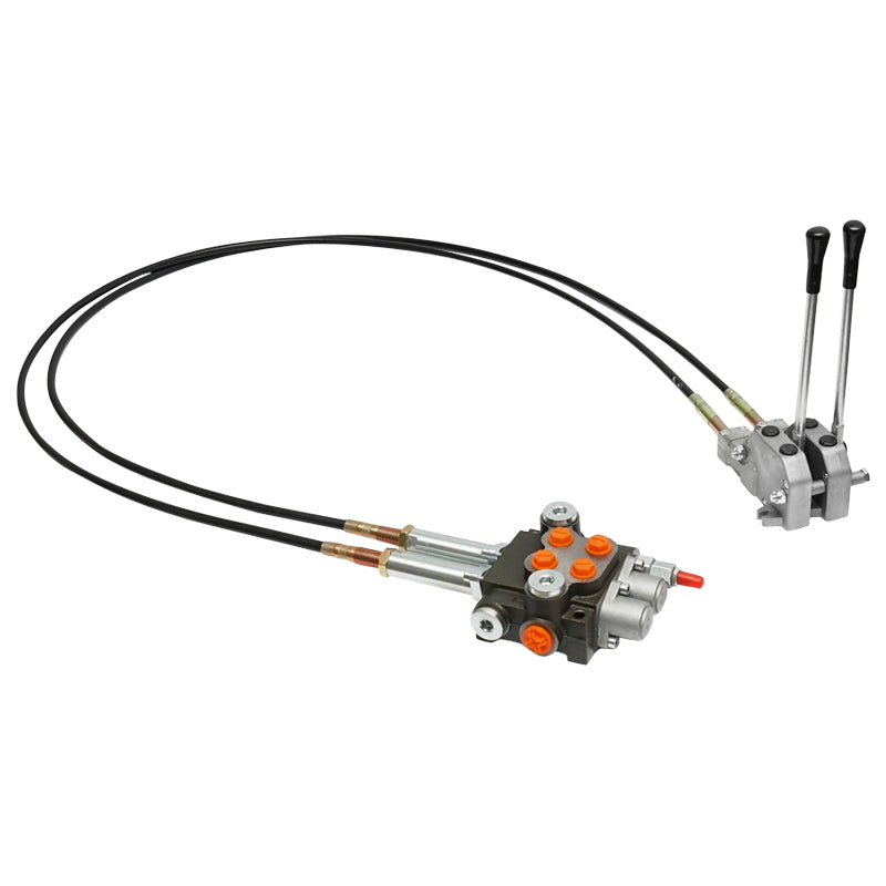 Hydraulic distributor with 2 levers, cable length 2.5m, pressure 250 bar, flow rate 40L/min Breckner Germany
