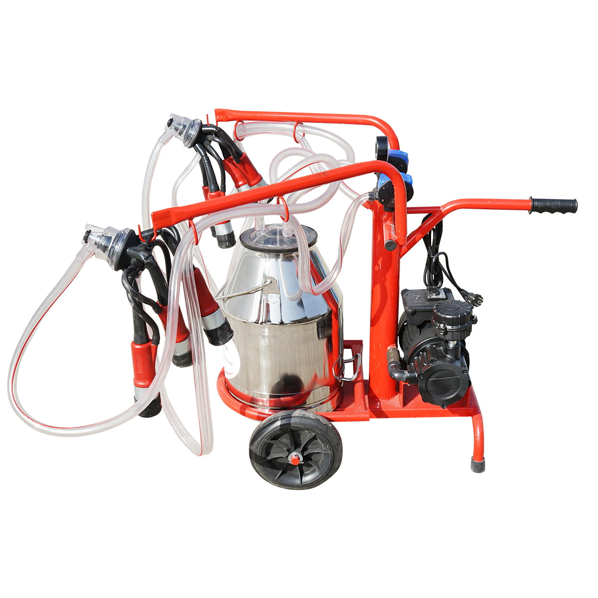 Milking machine for cows, 2 positions, 30L stainless steel tank with vacuum frame, Breckner Germany
