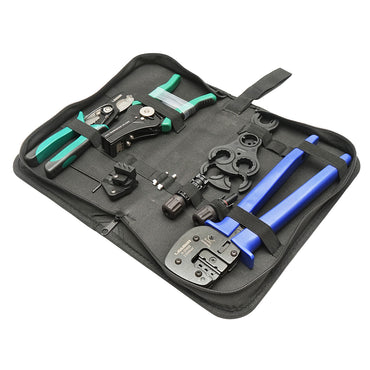 Set of 5 tools for crimping electric cables and MC4 connectors for photovoltaic panels