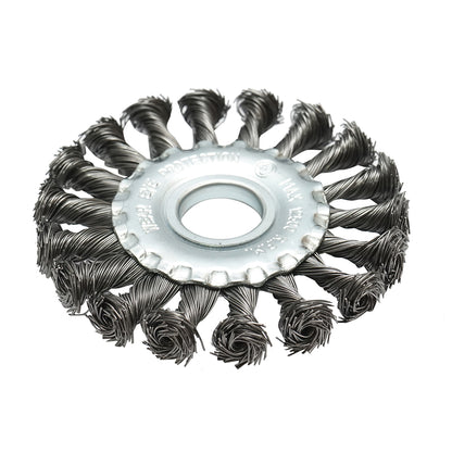Circular wire brush 100mm with twisted steel wire 0.5mm, inner diameter 22.23mm for deburring iron, brass, removing paint, metal deposits Crownman