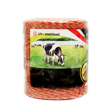 Yellow-red wire roll 2mm metal insert 6x0.15mm. SS, 500m electric fence Breckner Germany