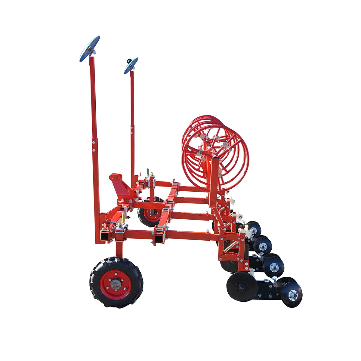 Equipment for tractor to extend drip tape 4 rows