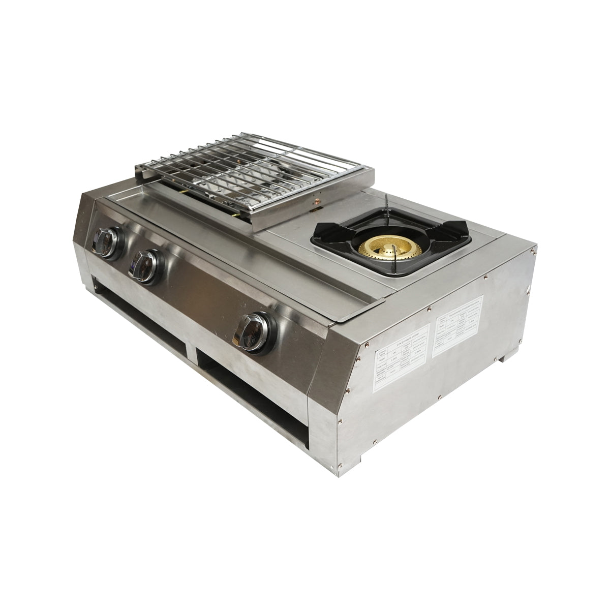 Camping grill with 2 burners and 1 cooking area 676x400x185mm